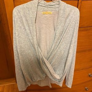 Light blue open-front shirt